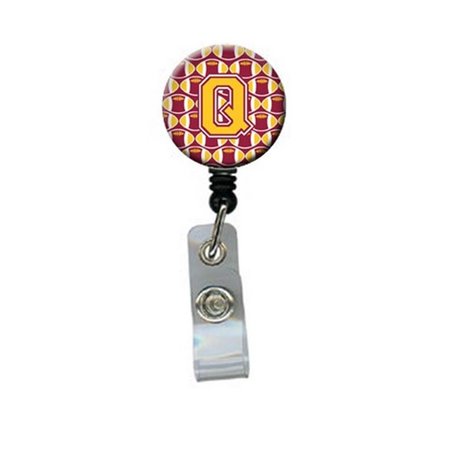 CAROLINES TREASURES Letter Q Football Maroon and Gold Retractable Badge Reel CJ1081-QBR